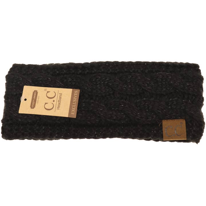 C.C Beanie - Wholesale Fashion Headband - Women's - Metallic Cable Knit CC Women's Fashion Headband