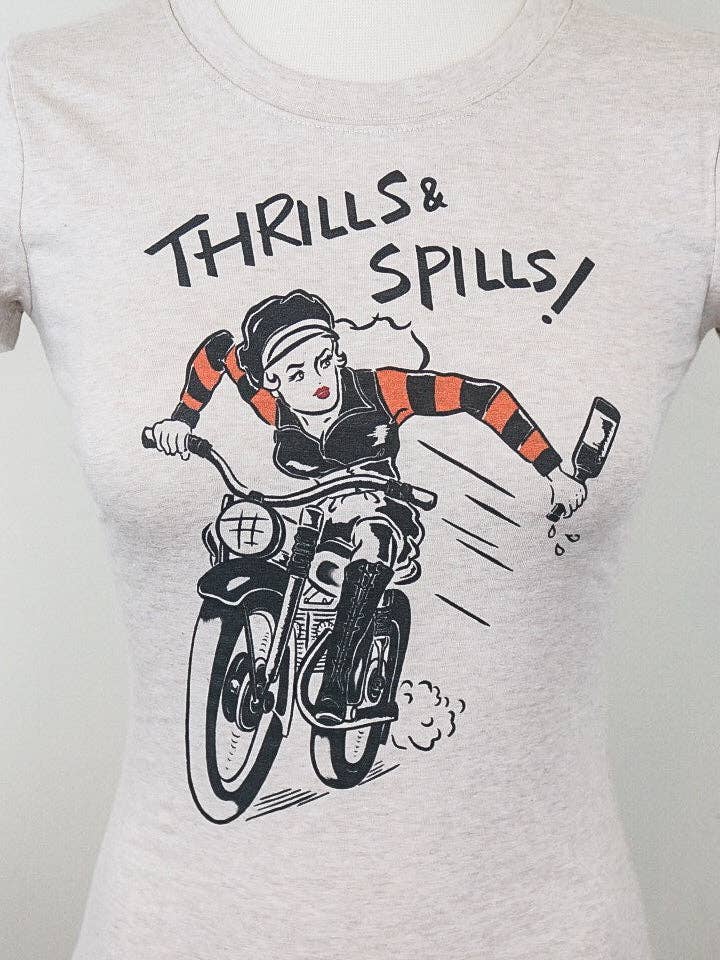 Mischief Made - Wholesale Screen Printed T-Shirt - Women's - Thrills and spills! Fitted Tee in Ivory4