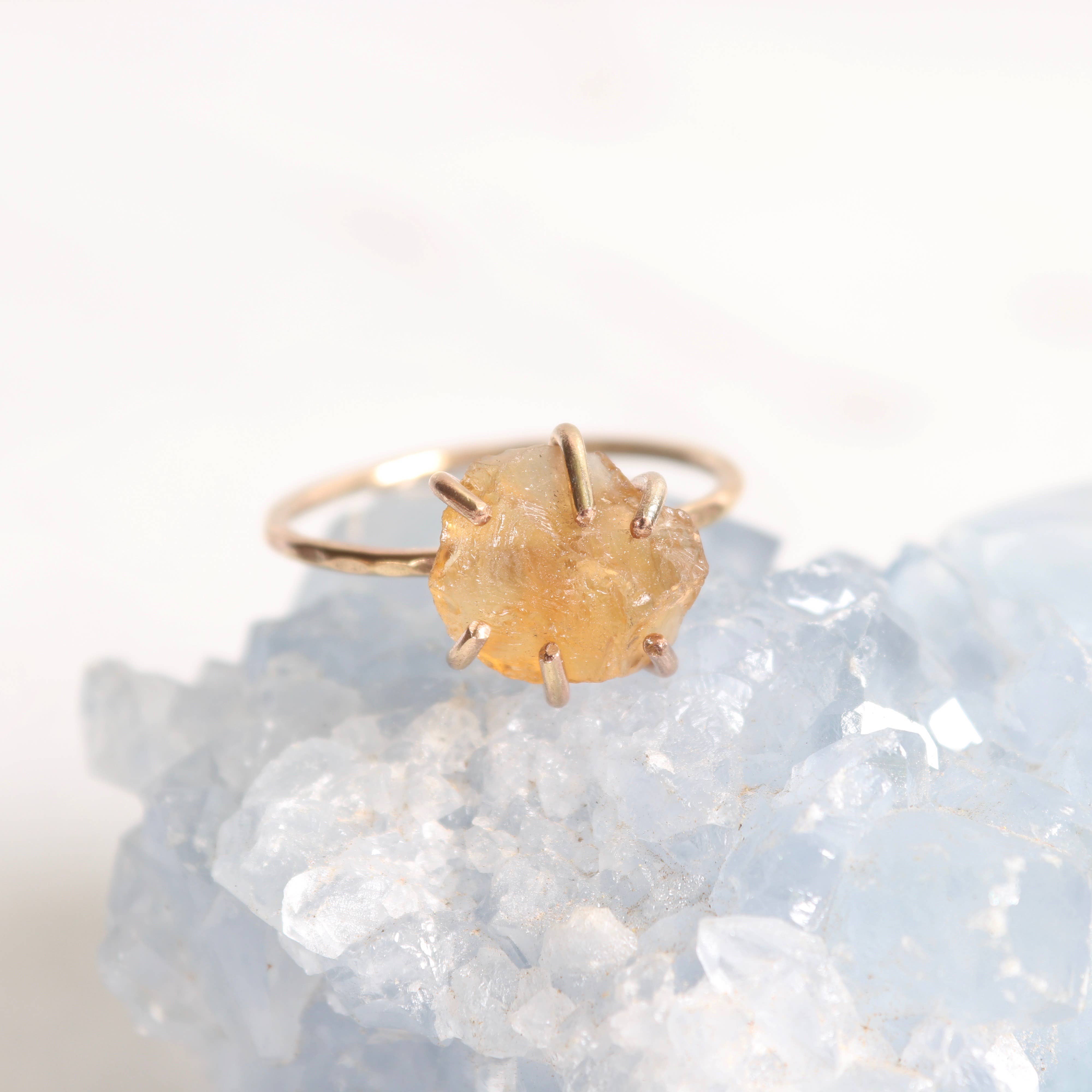 Esme - Wholesale Single Stone/Solitaire Ring - Raw Citrine Crystal Stone Ring in Silver and Gold0