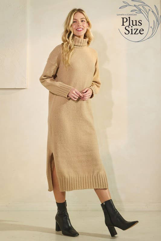 GeeGee x Lovelo - Wholesale Dress - Women's - Plus Midi Sweater Dress OD51977PL7