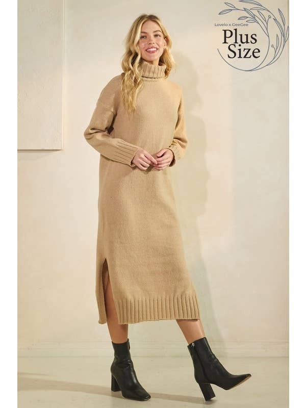 GeeGee x Lovelo - Wholesale Dress - Women's - Plus Midi Sweater Dress OD51977PL7