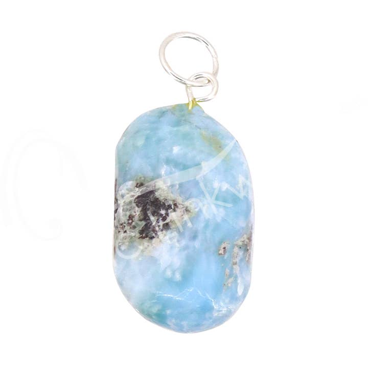 Oceanic Linkways Inc - Wholesale Spiritual Stone/Crystal - (PC)PENDANT - TUMBLED STONE LARIMAR 0.75-1"0