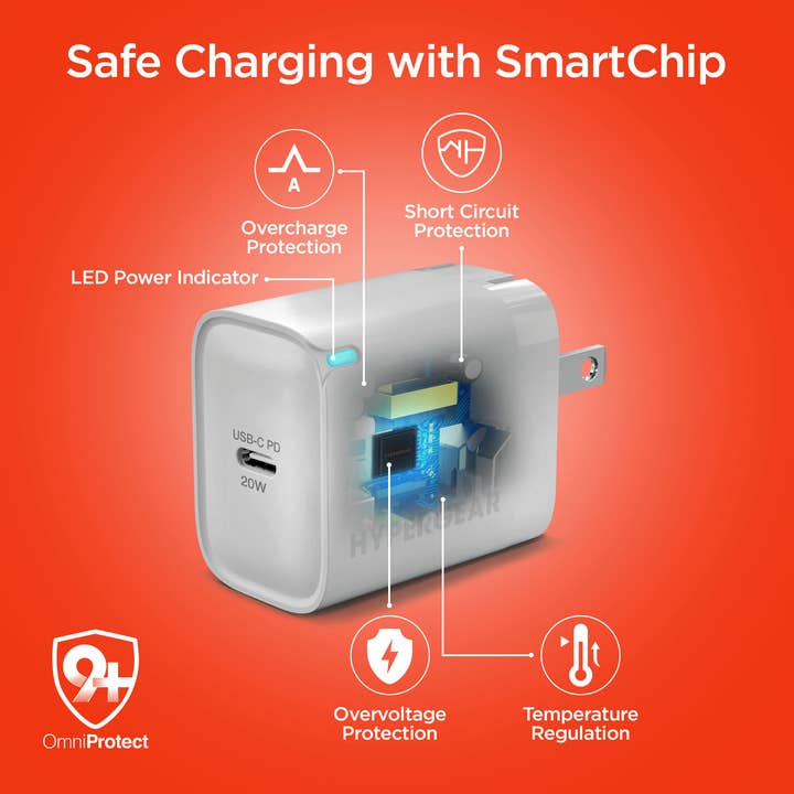 JupiterGear Home - Wholesale Portable charger - HyperGear 20W USB-C PD Wall Charger3