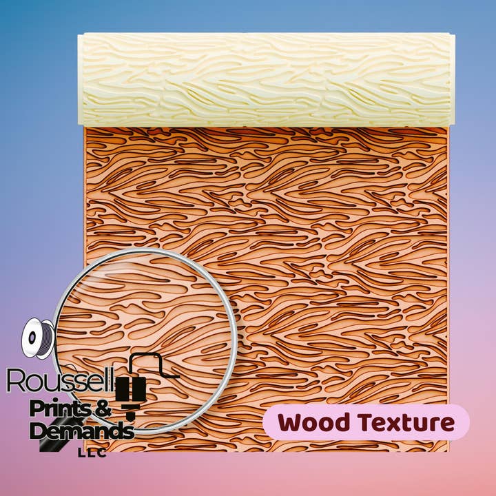 Wood Texture Roller 3d printed for wholesale by Roussell Prints and Demand LLC