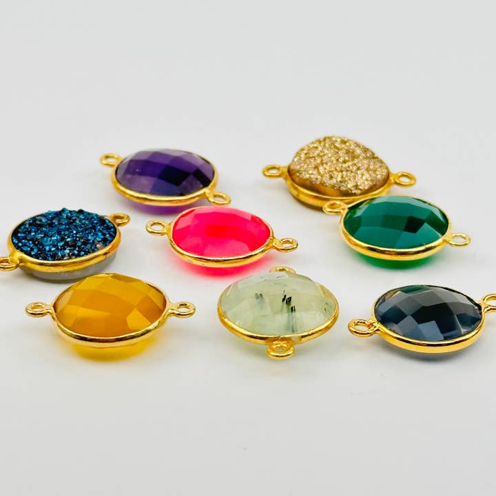 Jewelers Paradise - Wholesale Pendant/Charm Necklace - Gemstone Crystal Charm Pendant Connector DIY Jewelry