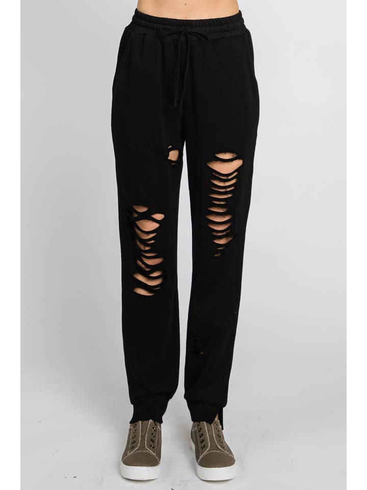 ELLEBORN - Wholesale Joggingbroeken - Dames - Joggingbroek met gescheurde mouwen - 3272P3