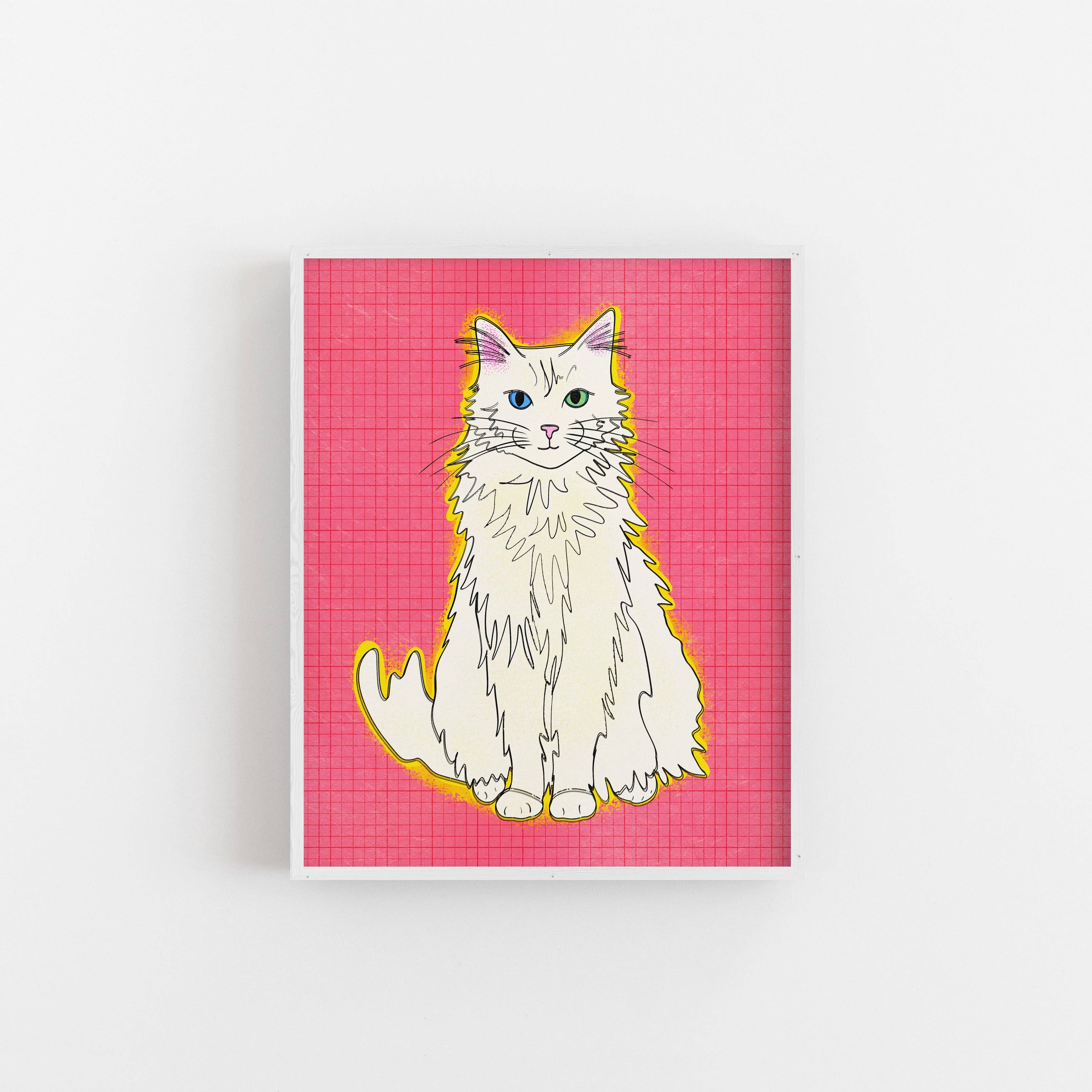 Posse Paper Goods - Wholesale Art Print - Fluffy Cat (Pink) - Art Print