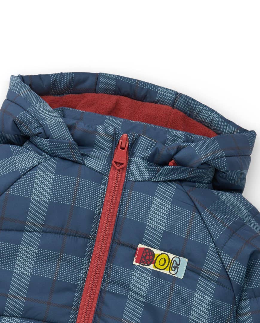 tuc tuc - Wholesale Parka - Kids - Navy blue parka for boy with checks and embroidered text2