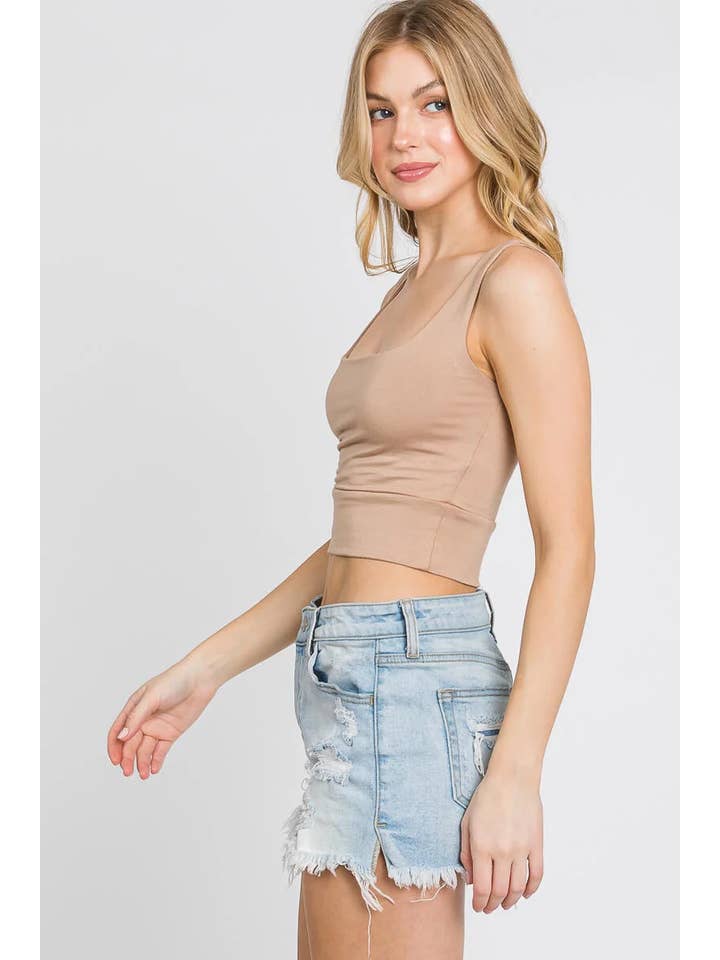 Final Touch - Wholesale Knit Top - Women's - Square Neck Fitted Crop Top - T1685912