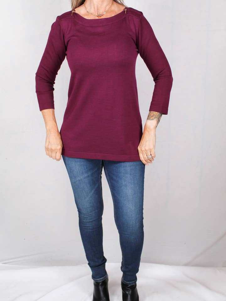CG48168-C - Cabernet Red - Tunic Sweater A657 for wholesale by K & C Clothing, Inc.