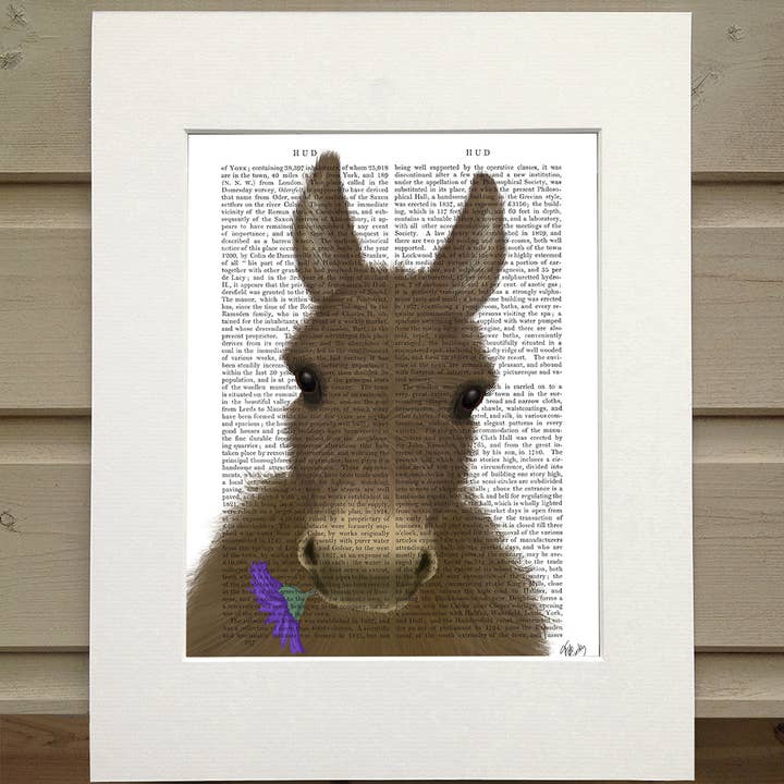 FabFunky Ltd - Wholesale Art Print - Donkey Purple Flower, book print / Art Print / Wall Art