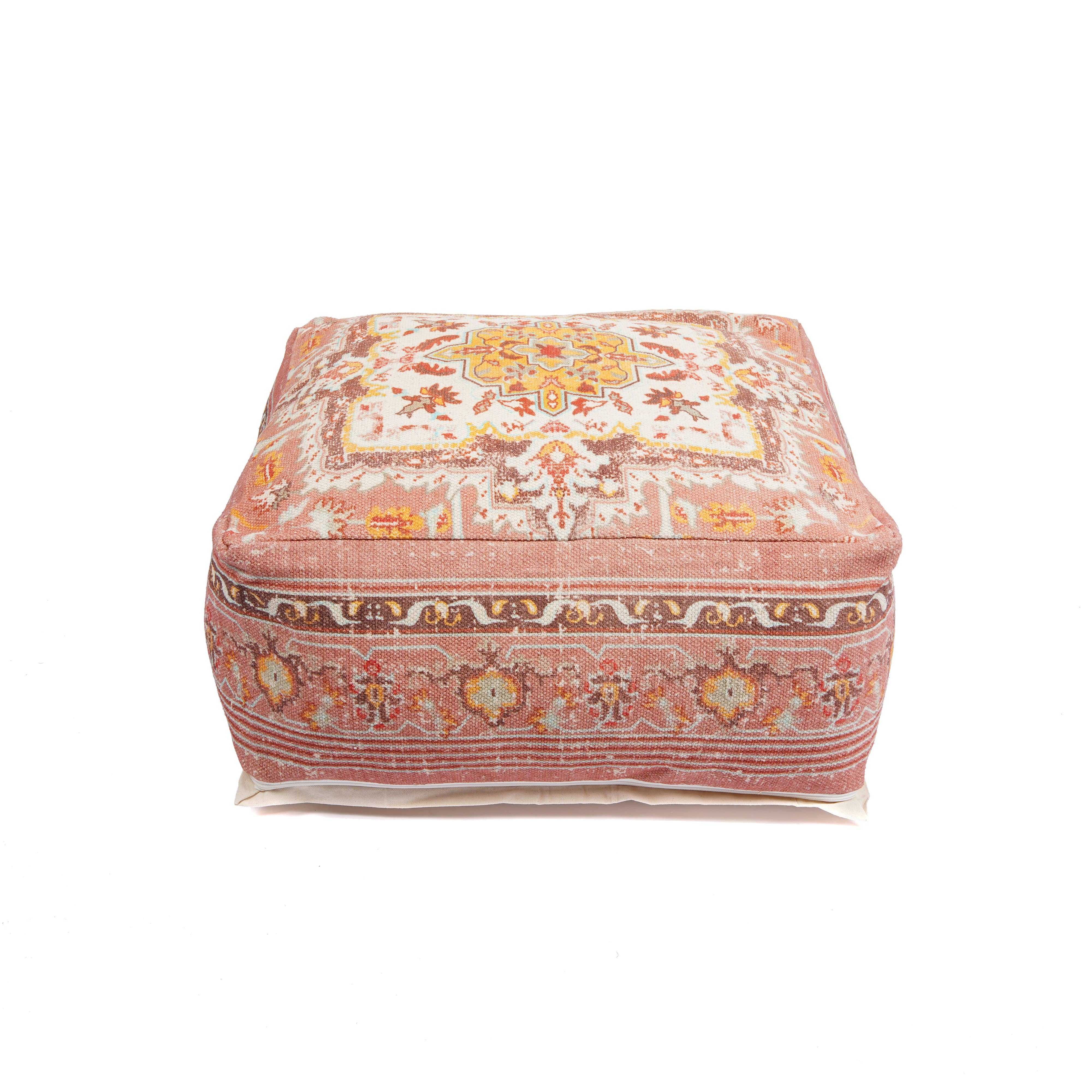 Linen Connections – wholesale Ottoman – Stunning Moroccan Ottoman - Cream Printed1