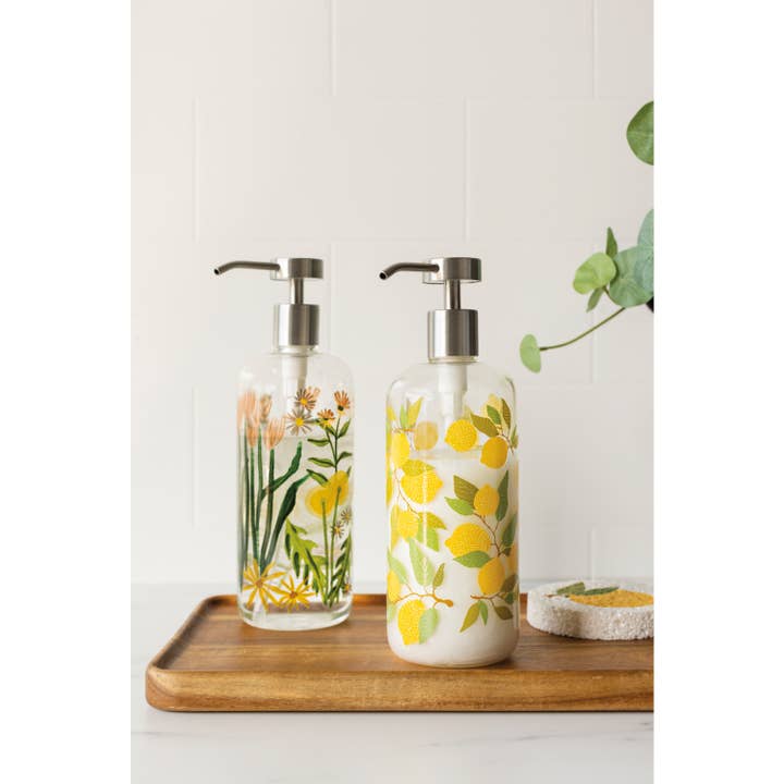 Now Designs by Danica - Wholesale Soap Dispenser - Bees & Blooms Glass Soap Pump