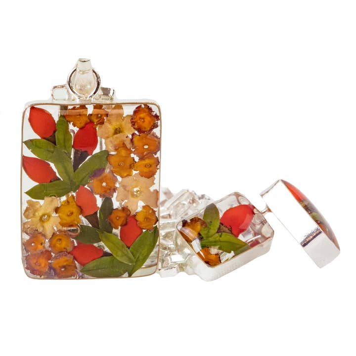 Global Crafts - Wholesale Stud/Post Earrings - Pressed Flower Rectangle Stud Earrings - MIXED COLORS8