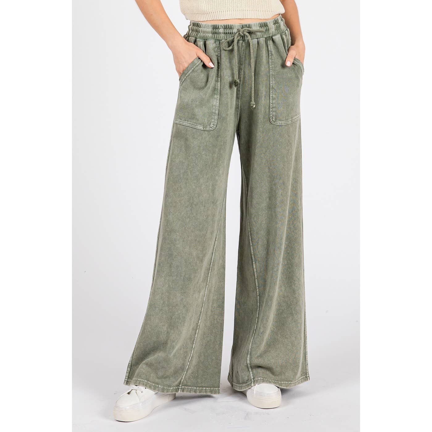 mittoshop - Wholesale Pants - Women's - MINERAL WASH FRENCH TERRY WIDE LEG PANTS6