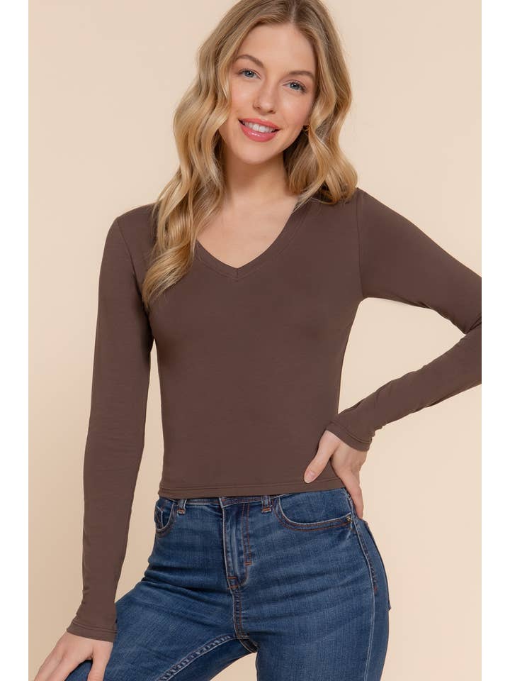 42POPS - Wholesale Knit Top - Women's - ...._ SI-24970 FITTED LONG SLEEVE V-NECK CROP TOP11