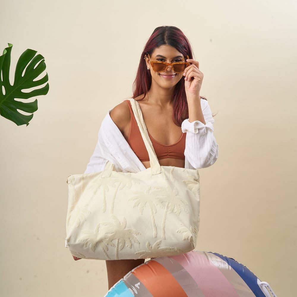 The Darling Effect - Wholesale Tote Bag - Women's - Terry Tote-Cream Palm2
