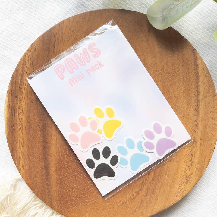 Colorful Paw Print Mini Sticker Pack for wholesale by BambooByTundra