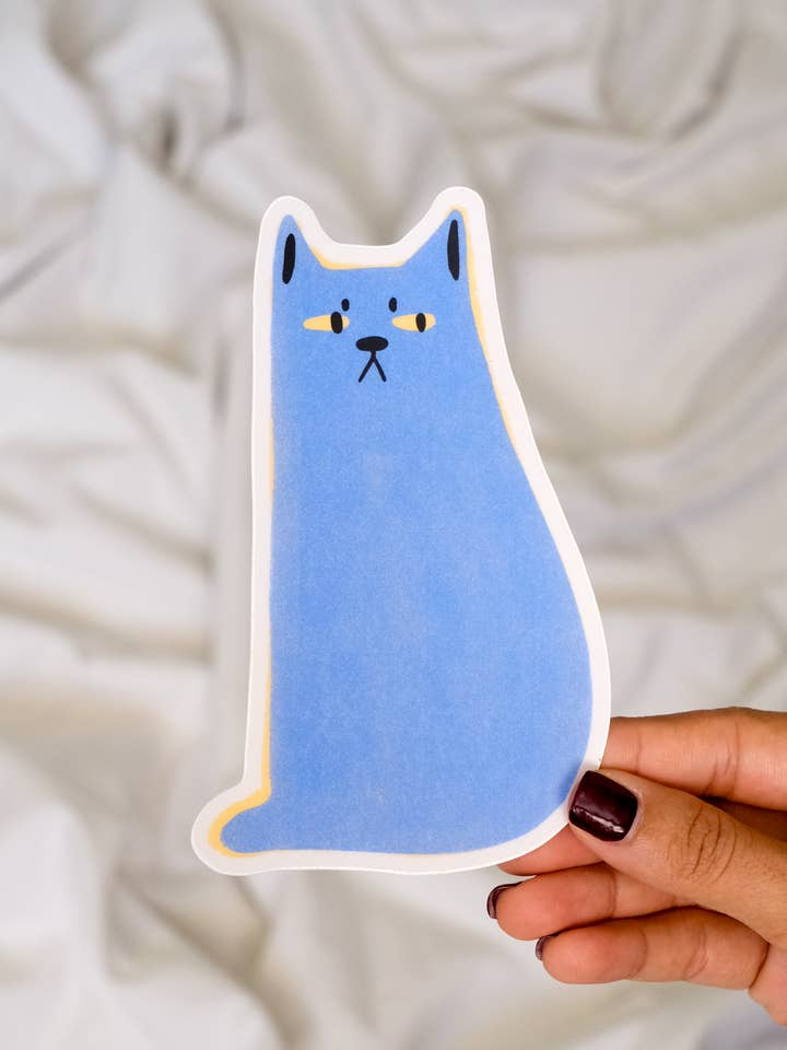 Blue Cat Vinyl Sticker for wholesale by Fromlinetoline
