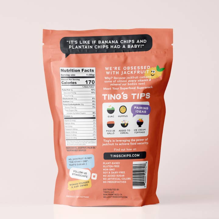 Ting's, LLC – wholesale Chips – Ting's Jackfruit Chips | 12-Pack (1 enhet = 1 fall av 12)1