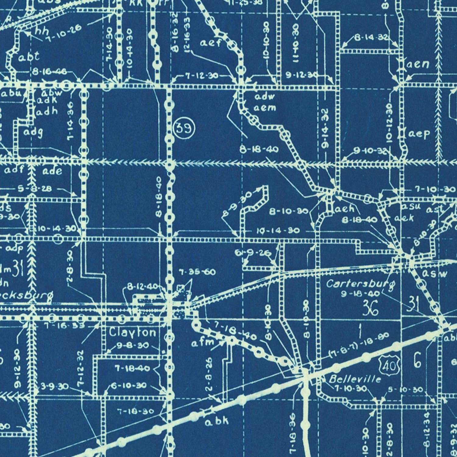 Ted's Vintage Art - Wholesale Map - Vintage Map of Hendricks County, Indiana 19363