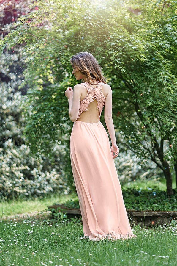 Eva & Lola - Epsilonn – Großhandel Abendkleid – Damen – Langes trägerloses Kleid mit Spitze - R13601