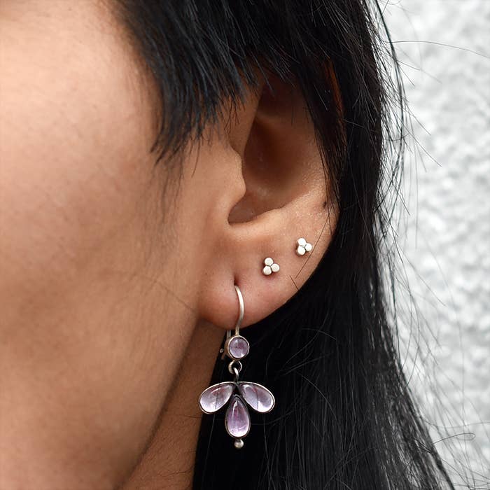 Jane Diaz NY - Wholesale Dangle Earrings - Tiny Foil Backed Cabochon Drop - EJ20896