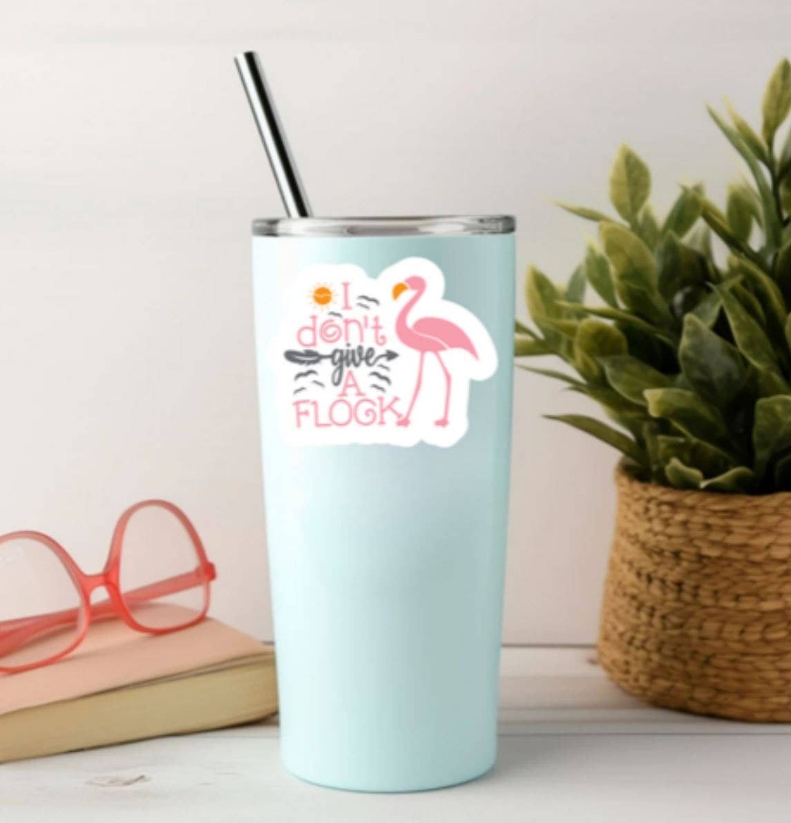 Blu Butterfly Stickers - Wholesale Sticker - Flamingo Sticker, Beach Sticker, I don't give a Flock3