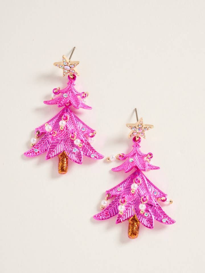 Christmas Tree with Pearl Ornaments Post Earrings for wholesale by Designature New York