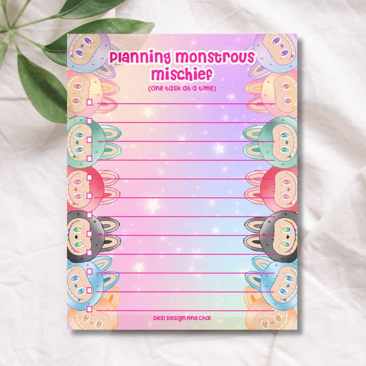 Labubu - Mostri - Monelleria Mostruosa - Blocco note - 25 fogli per la vendita all'ingrosso da parte di Desi design and chai