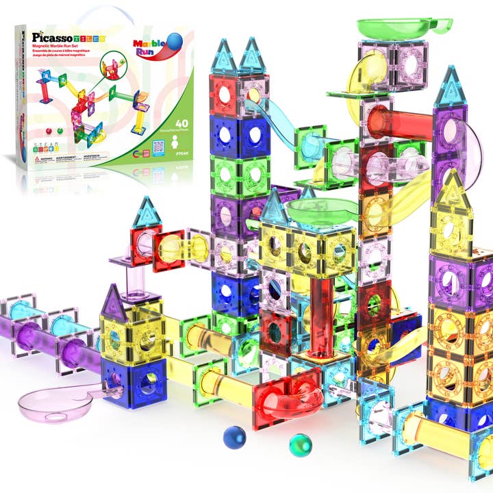 Ensemble de construction de circuit de billes magnétique PicassoTiles 40 pièces pour la vente par PicassoTiles