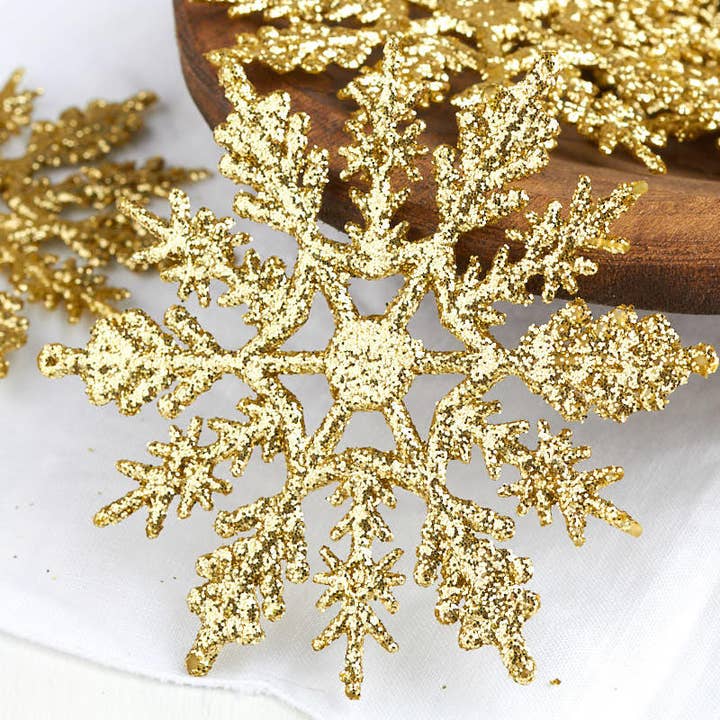 Factory Direct Craft - Wholesale Ornament - Pack of 6 Gold Glittered Snowflake Ornaments (Select Size)5