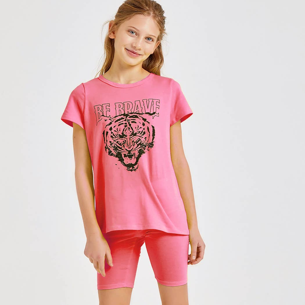 Good Girl – Großhandel Top- & Shorts-Set – Kinder – Kinder Tiger Grafiktop und kurzes Set3