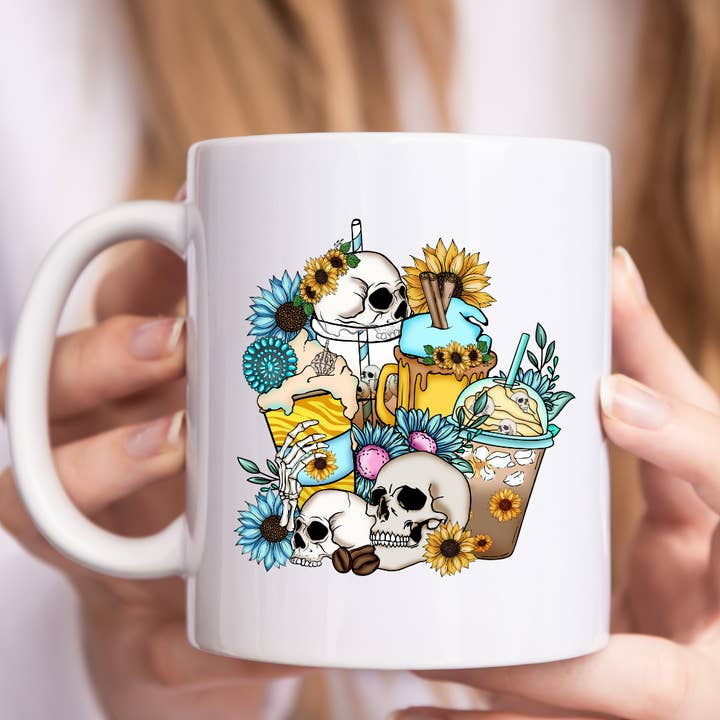 Solrosor och dödskallar mugg för wholesale av Mug Boss Inc.
