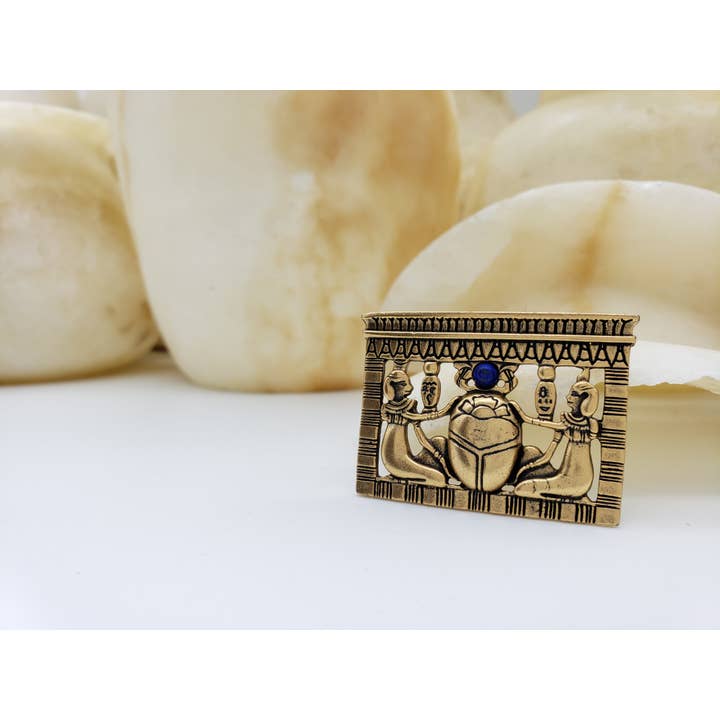 Discoveries, Inc. – alfinete de lapela por atacado – Broche Peitoral Egípcio com Escaravelho e Lápis-Lazúli1