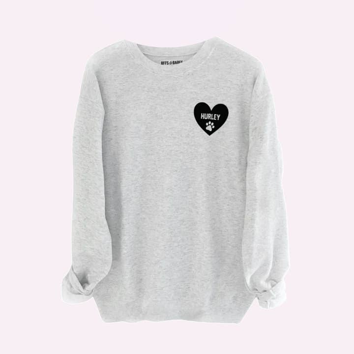 HART U MEEST ♡ grijze sweatshirt met gepersonaliseerde hart pootafdruk voor wholesale door BFFS & BABES