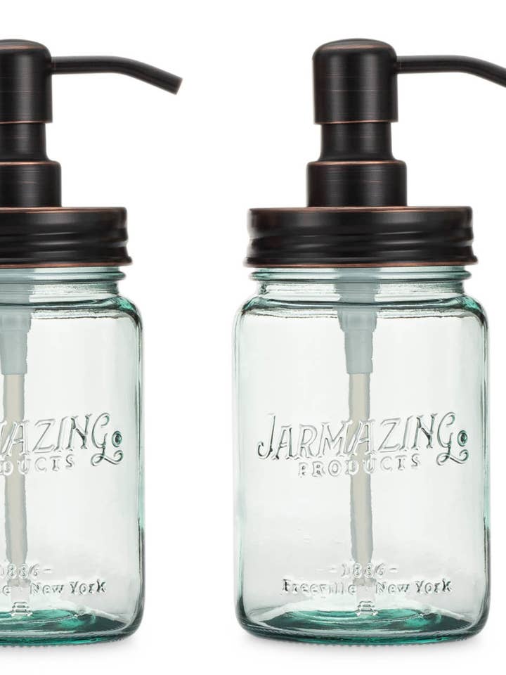 Dispensador de Sabonete e Loção de Vidro Blue Glass Mason Jarras - Embalagem com 2 por atacado de Jarmazing Products