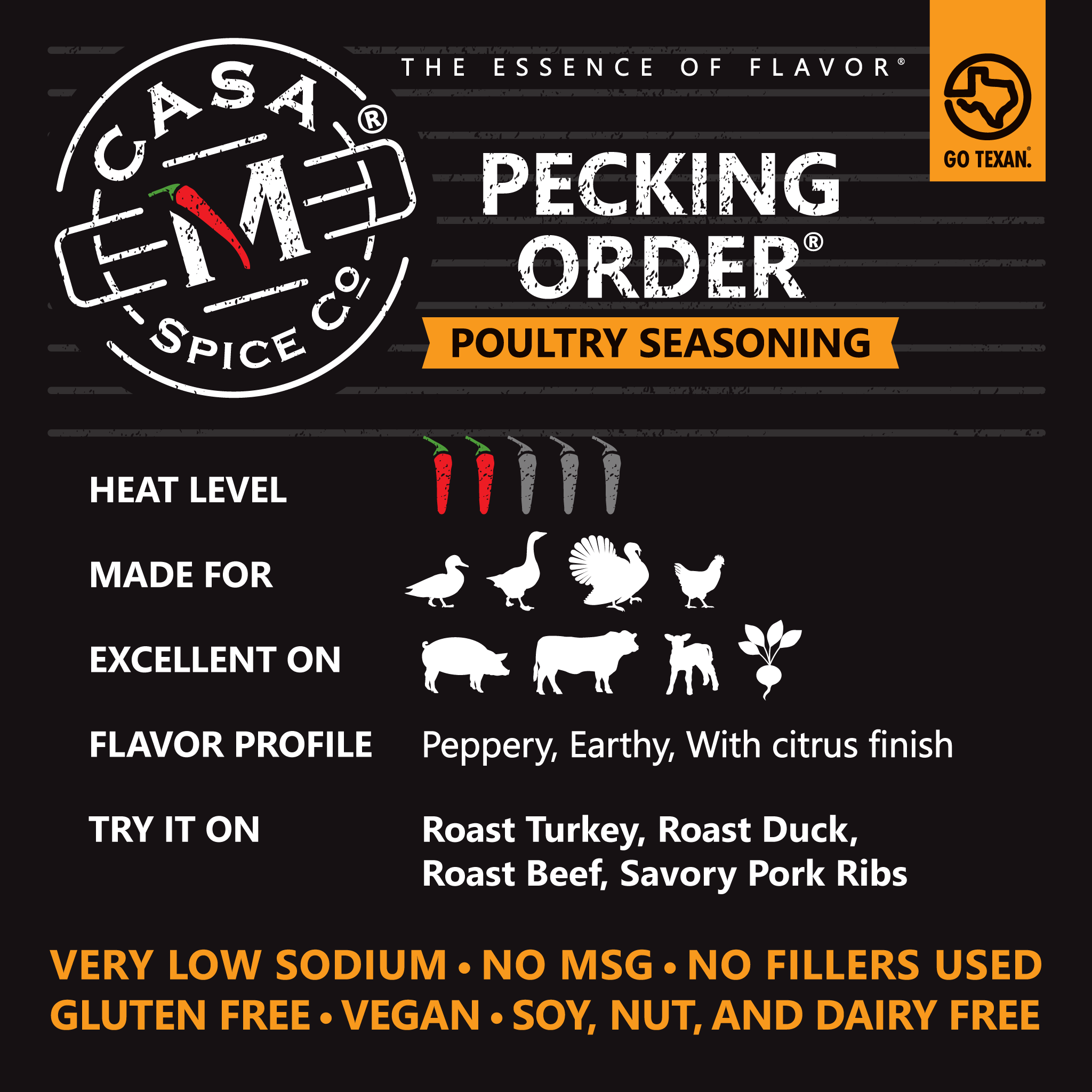 Casa M Spice Co LLC - Wholesale Gedroogde kruidenmix - Pecking Order Poultry Seasoning - Roestvrijstalen shaker1