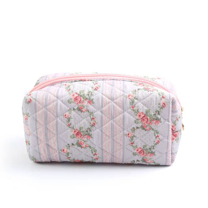 Assorted Quilted Floral Design Cosmetic Bags - TOSHA for wholesale on Faire