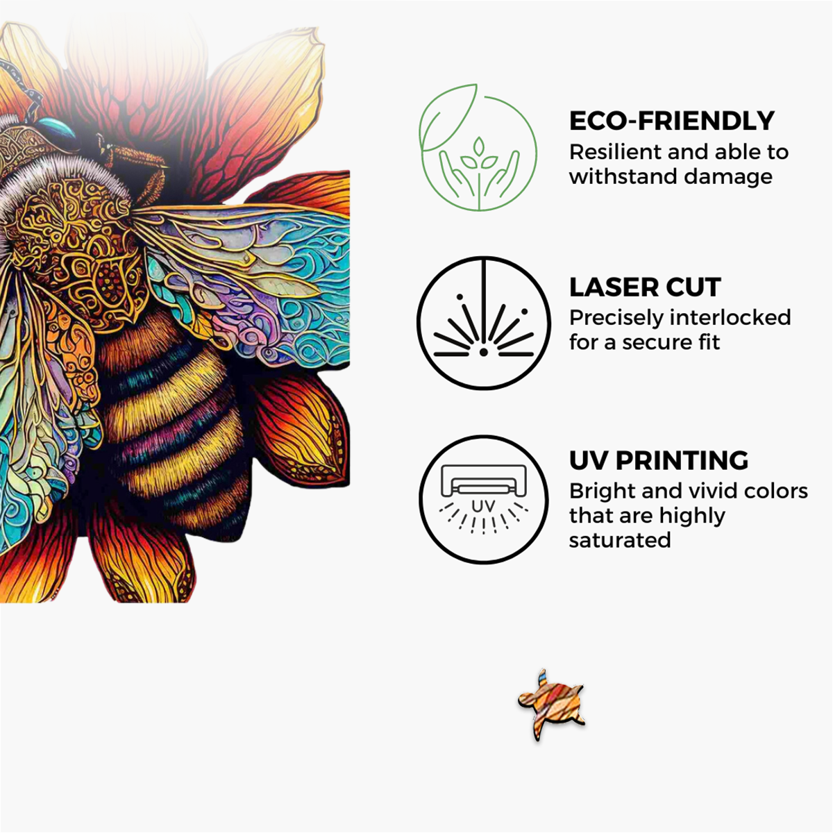 Crafthub - Vente Puzzle – adulte - Puzzle en bois élégant Abeille étonnante4