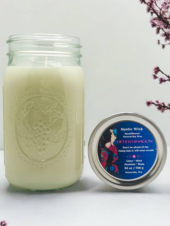 Mint Mojito - (Determination) Soy Wax - Mason Jar Candle 25 oz. for wholesale by Mystic Wick LLC