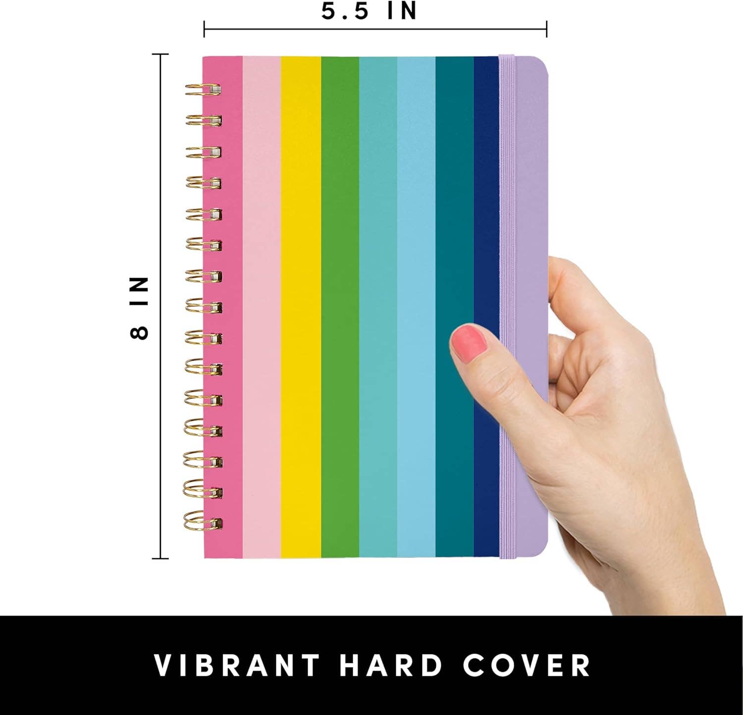 Paperage – wholesale Notebook – Rainbow Stripe Hardcover Spiral Lined Journal Notebook2