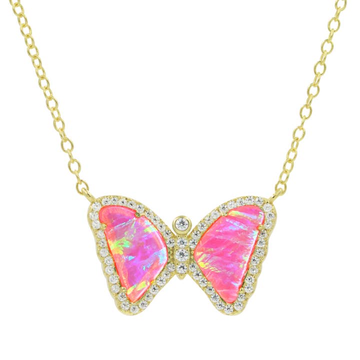 Kamaria Jewelry - Wholesale Pendant/Charm Necklace - Mini Opal Butterfly Necklace
