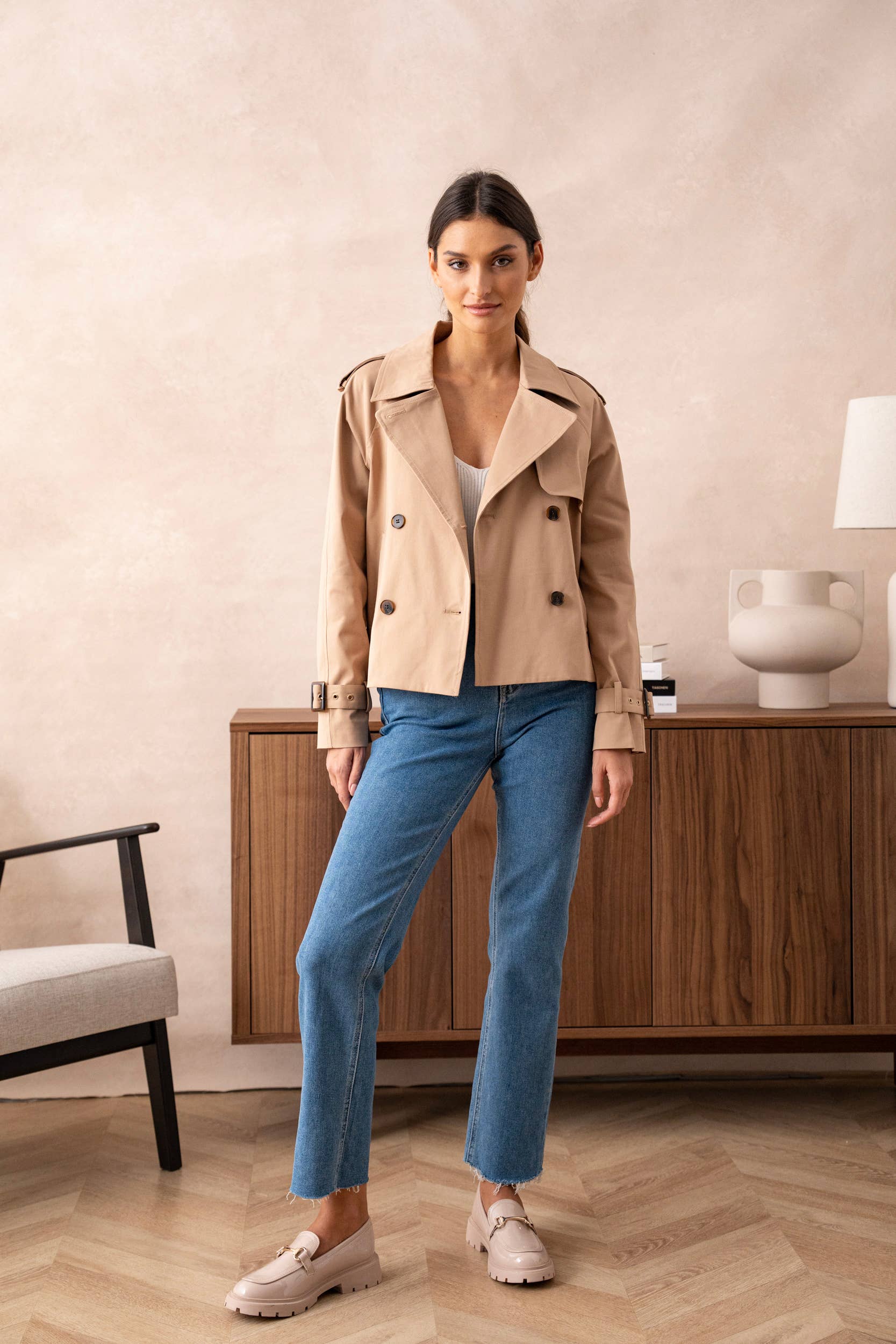 Attentif Paris - Wholesale Trench Coat - Women's - Solid cropped trench in cotton blend20