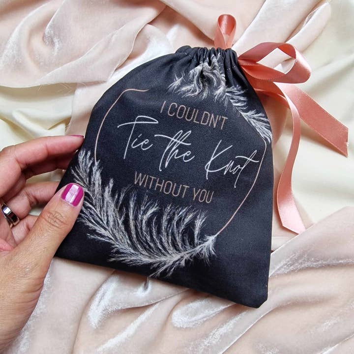 Six Acre Meadow – wholesale Gift bag – Wedding and Bridesmaid Gift Pouch in Dark Grey/Rose Gold3