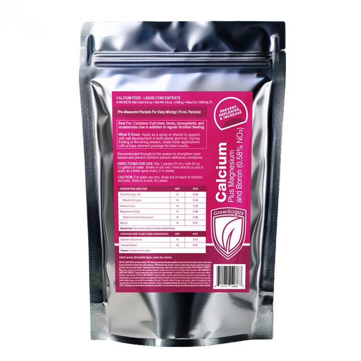 GrowScripts - Wholesale Fertilizer - Calcium Feed – Plus Magnesium and Boron (8 Ready-to-Mix Packets)