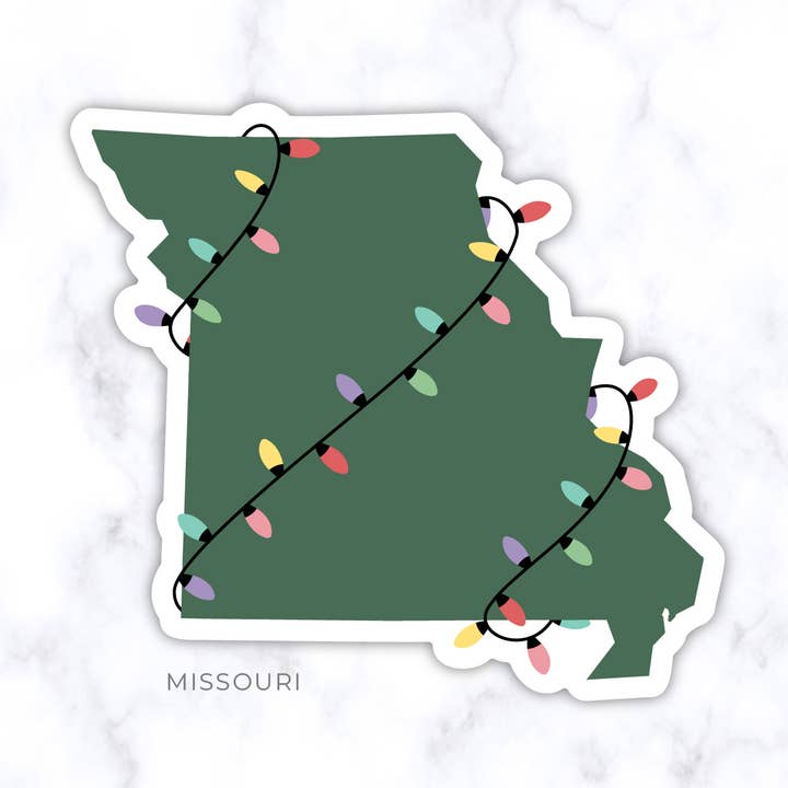Custom US State Christmas Light Stickers | Choose the State! for wholesale by The Orange Ampersand