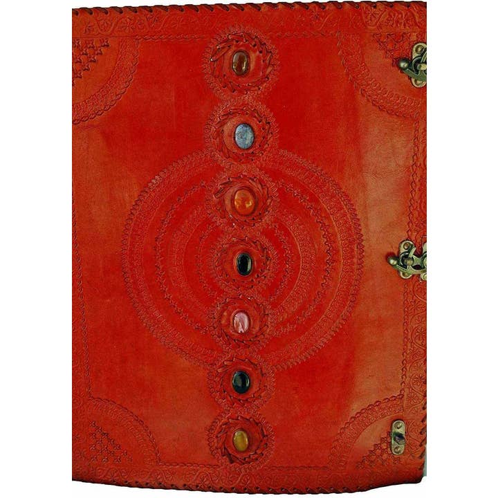 Tuzech Leather - Wholesale Journal/Diary - Seven Chakra Leather Journal – Handmade Embossed Diary 13"24