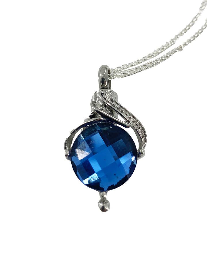 Keepsake Necklace Blue Stone Pendant CREMATION Urn for ASHES or hair locket by Weathered Raindrop for wholesale by Weathered Raindrop