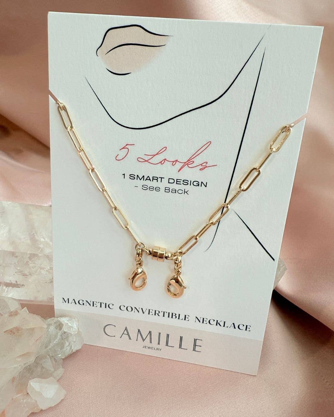 Camille Jewelry - Vente Cordon à lunettes de vue / de soleil – femme - Collier Magnétique – Chaîne Trombone Convertible0